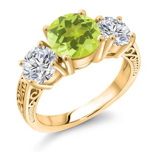 Authentic 3.33 Ct Yellow Lemon Quartz and Lab Grown Diamond 18K Yellow Gold Plated Silver