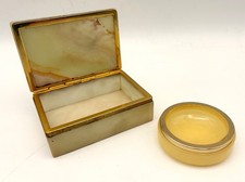 Scatola porta sigarette in onice e posacenere in alabastro - vintage anni 70