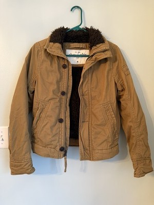 Abercrombie Jacket Kid s Medium Tan Adirondack Faux Fur Sherpa Long Pile Lined