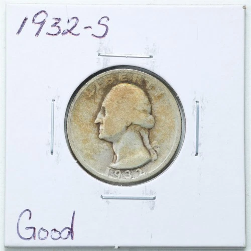 1932-S 25C Washington Silver Quarter Dollar in Good Condition #6373