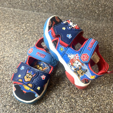 PAW Patrol Light Up Sandals Kids Toddler Size 8 Blue Classic Synthetic Snap Shoe