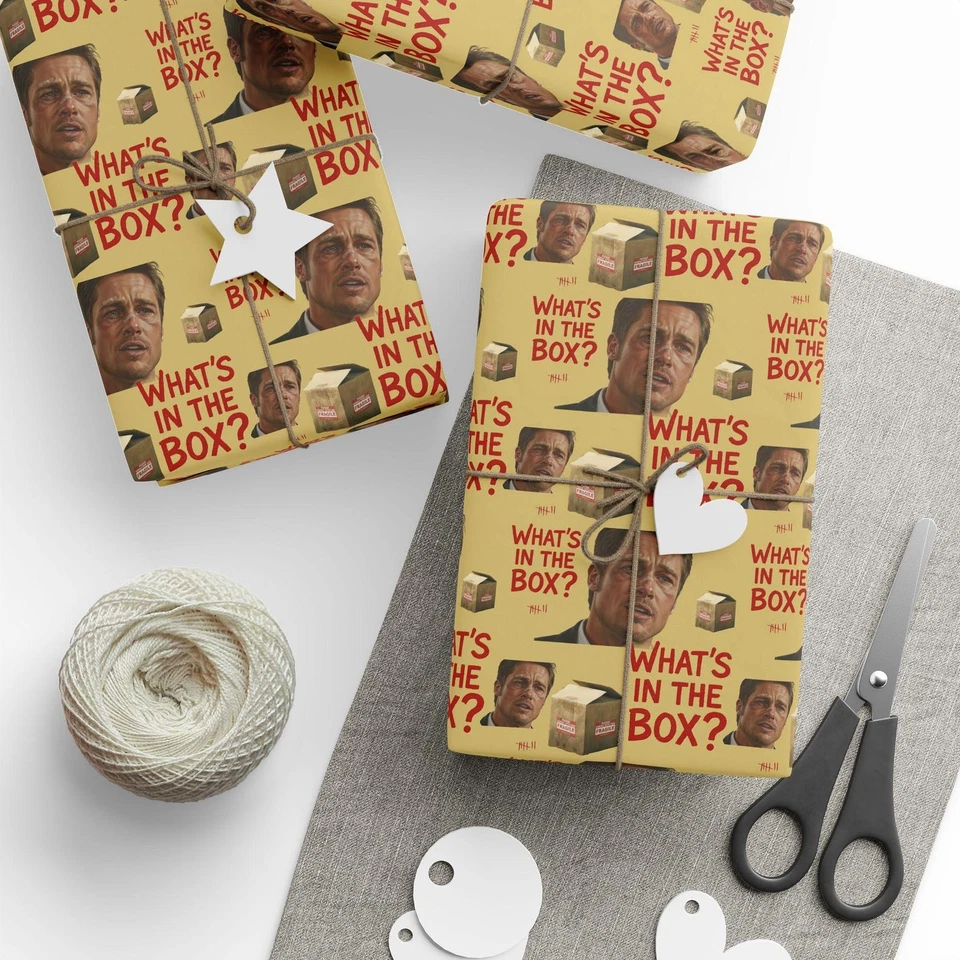 What's in the Box Funny Gift Wrap for Christmas, Brad Pitt Se7en Wrapping Paper - Image 2 of 4