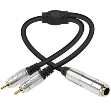 XMSJSIY 6.35mm to 2 RCA Splitter Cable, 6.5mm 1/4" Female TRS Dual RCA... 