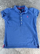 Girl’s Ralph Lauren Polo T-Shirt Blue Pink Pony Short Sleeve Size Medium M 8-10