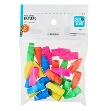 Pencil Topper Erasers, Assorted Colors Pack of 25 , 0.625 Inches