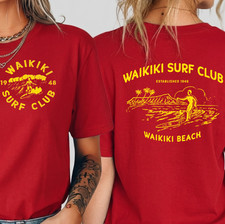 Waikiki Surf Club T-Shirt  Retro Beach Surfing Tee, Hawaii Surfer Design Shirt