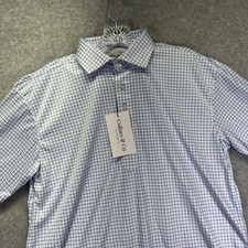Collars  Co Dress Collar Polo Shirt Mens M Blue Check Performance Stretch