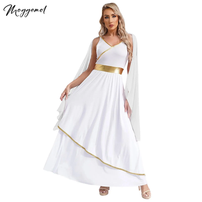 greek goddess party dress Womens Ancient Greek Toga Goddesses Costumes Party Halloween V Neck  Sleeveless G