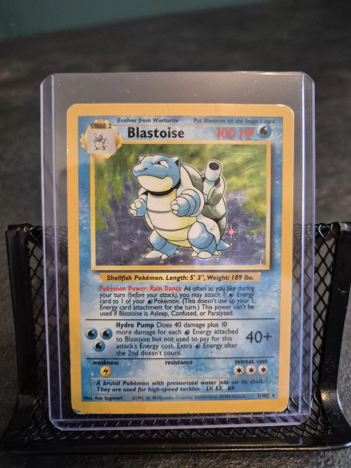 Pokémon TCG Blastoise Base Set Holo Unlimited Rare Card 2/102 Moderately Played