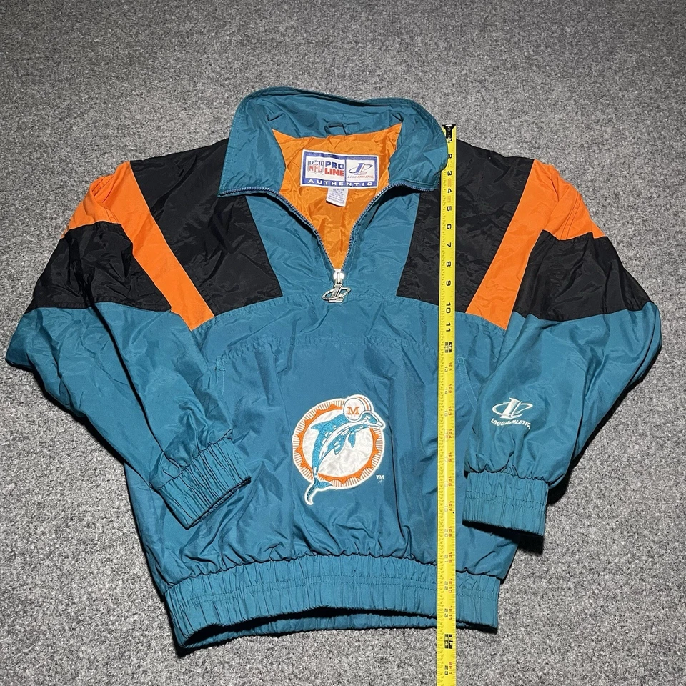Jaqueta atlética vintage Miami Dolphins Pro Line logotipo juventude bordada média anos 90 - Imagem 2 de 4