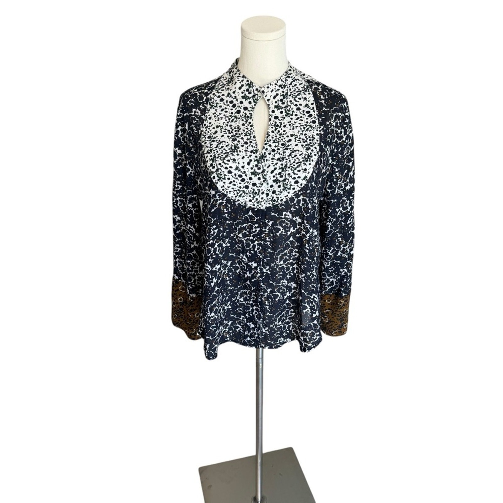 Apiece Apart - Patterned Button Down Blouse Top S… - image 1