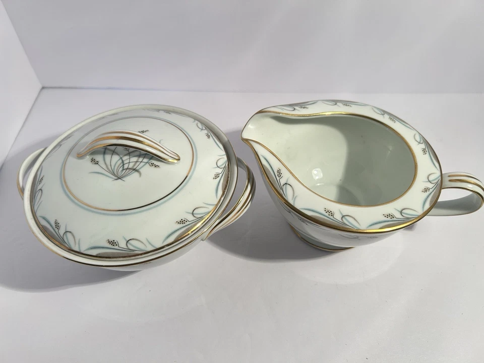 Vintage Noritake Nicole #5768 Sugar Bowl com Tampa e Creme Floral Japão  - Imagem 2 de 4