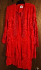 R M Richards Women's Size 16 Red Floral Dress w Attached Embellished Jacket