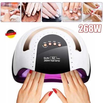 MARKENLOS LED UV Nagel Lampe 268W Gel Lichthärtungsgerät Sensor Nageltrockner mit 4 Timer