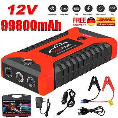 99800MAH AUTO KFZ STARTHILFE JUMP STARTER 12V LADEGERÄT BOOSTER POWERBANK PKW