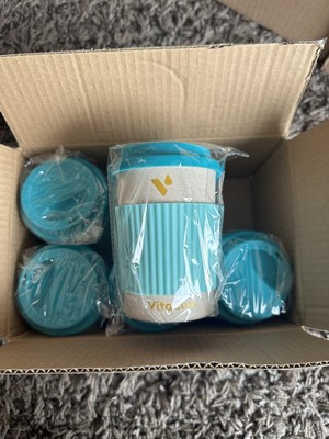 VitaCup Light Weight Coffee Tea Mug with Silicone Lid 12 oz Cup (Aqua) 6PACK