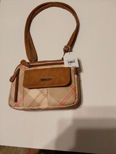 MultiSac Zippy Triple Compartment Two Tone Tan/Brown Adjustable Crossbody Bag