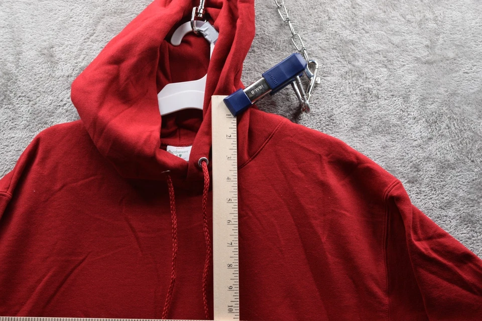 Hanes Ecosmart Hooded Sweatshirt, Athletic Crimson, Size S - New - Image 3 of 4