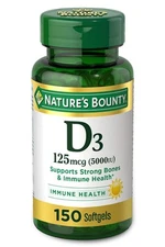 Vitamin D3 Immune and Bone Support 5000IU Rapid Release Softgels 150 Ct