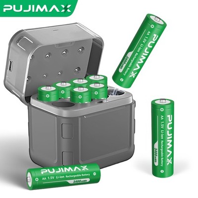 8x AA 1.5V 3400mWh wiederaufladbare Li-ion batterie mit schneller 8 Slot Ladebox