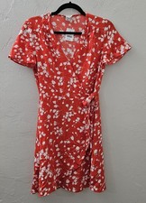*NEW w/Tags J.Crew Red and White Floral Printed Wrap Dress Womens Size 0