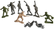 VINTAGE MIXED LOT SET OF 9 MARX PLASTIC GERMAN ALLIED  JAPANESE TOY SOLDIERS