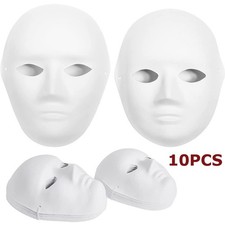 10 Pcs DIY White Paper Masks Masquerade Blank Full Face Masks Women Men Adults