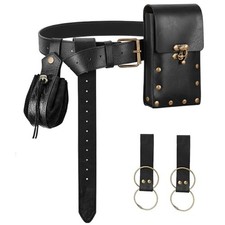 Renaissance Belt Pouch Medieval Pirate Costume Accessories One Size, Black