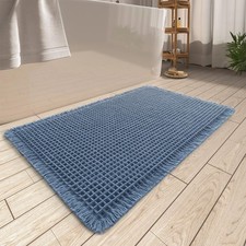 AMOAMI Upgraded Waffle Bath Mat, Super 1'6" x 2'6" Rectangular , Blue