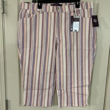 Gloria Vanderbilt Capris 18W Amanda Ribbon Pink Screen Stripe Capri Jeans NWT