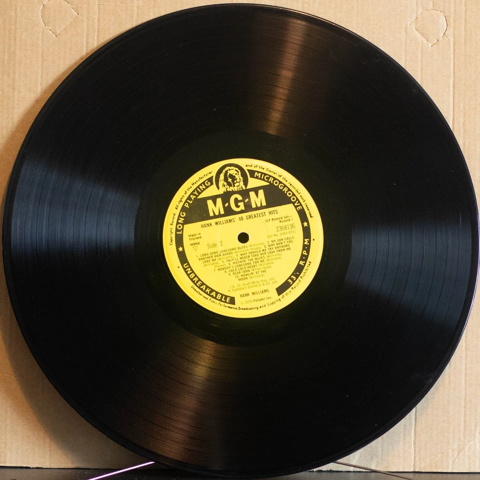 HANK WILLIAMS - 40 GREATEST HITS - Vinyl LP - MGM - 1978 -VG FREE POSTAGE (2800) - Image 3 of 4