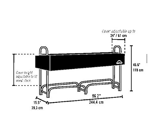 SHELTERLOGIC 8' ADJUSTABLE HEAVY DUTY OUTDOOR FIREWOOD RACK 90402 - Black - Image 4 of 4