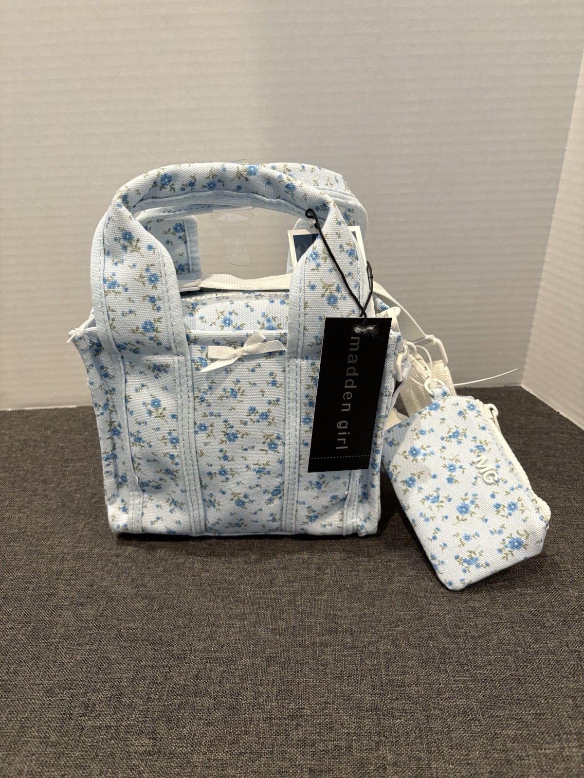 Madden Girl Blue Floral Bow Mini Tote Crossbody Bag TikTok Viral
