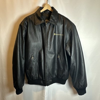 The Bradford Exchange Bomber Leather Jacket US Navy Removable Lined Black XL