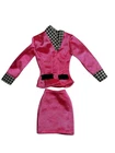 Vintage Mattel Barbie 1993 Working Pink Houndstooth Blazer Suit Jacket Skirt Set