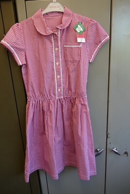 Matalan Mädchen rot traditionell Gingham Schulkleid 13 Jahre x 2er Pack neu mit Etikett