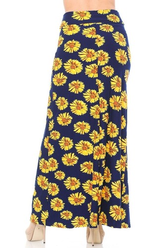Daisy Flower Buttery Soft Stretch Max Skirt Fold Over Waist One Size 4-11 - Picture 3 of 4