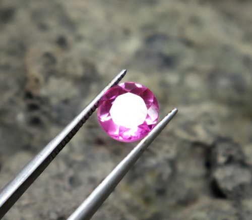 2ct 7x4.2mm Certified Pink Sapphire Gemstone Round Cut Sapphire Faceted Stone - Picture 7 of 7