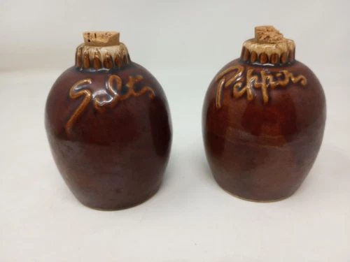 Vintage Hull Salt and Pepper Shakers Brown Jug. Made in USA