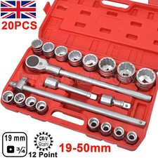 HEAVY DUTY 3/4" Inch dr Socket Set 19-50mm 12 Point Sockets Ratchets Extensions