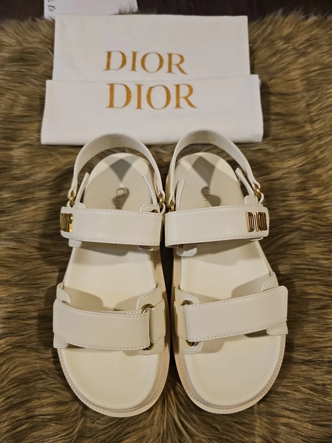 Sandales Christian Dior femme Dior Act cuir neutre taille EU37