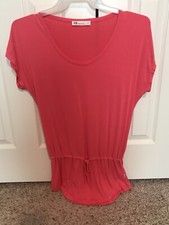 Women s Fig Adjustable Drop Wait Tunic Top Small Coral