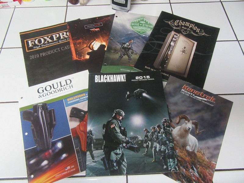 Lot of 7 Firearm related catalogs, Blackhawk!, Champion Safes, Sitka Gear, etc.
