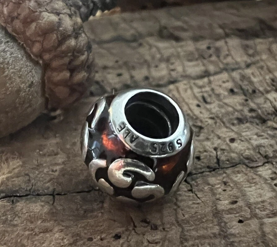 Auténtico Pandora Naranja Zen Dije Esmalte Cuentas Plata 925 Navidad Foto 4 de 4