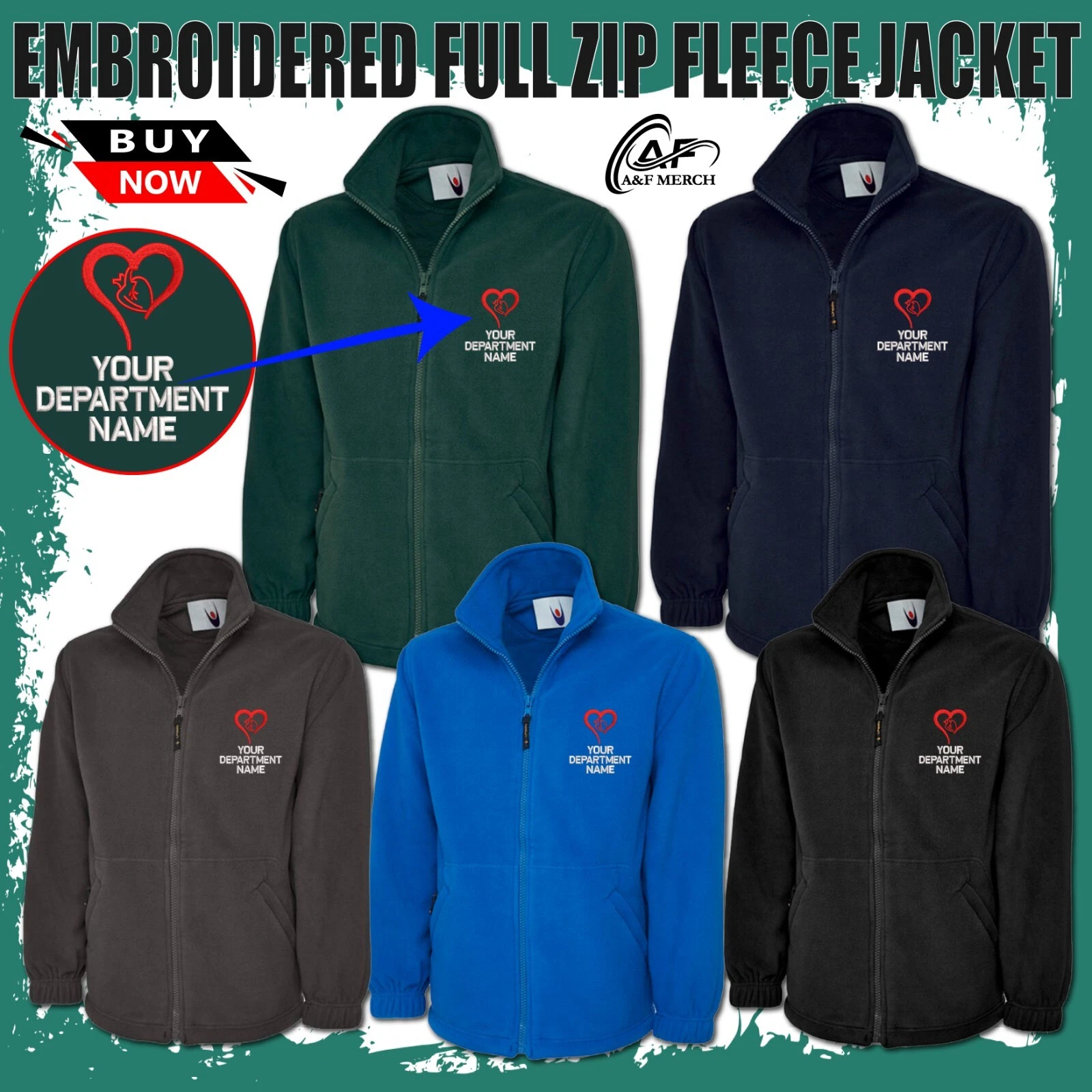 Personalised Embroidered Full Zip Fleece Jacket Heart Department Name Doctor
Opens in a new window o