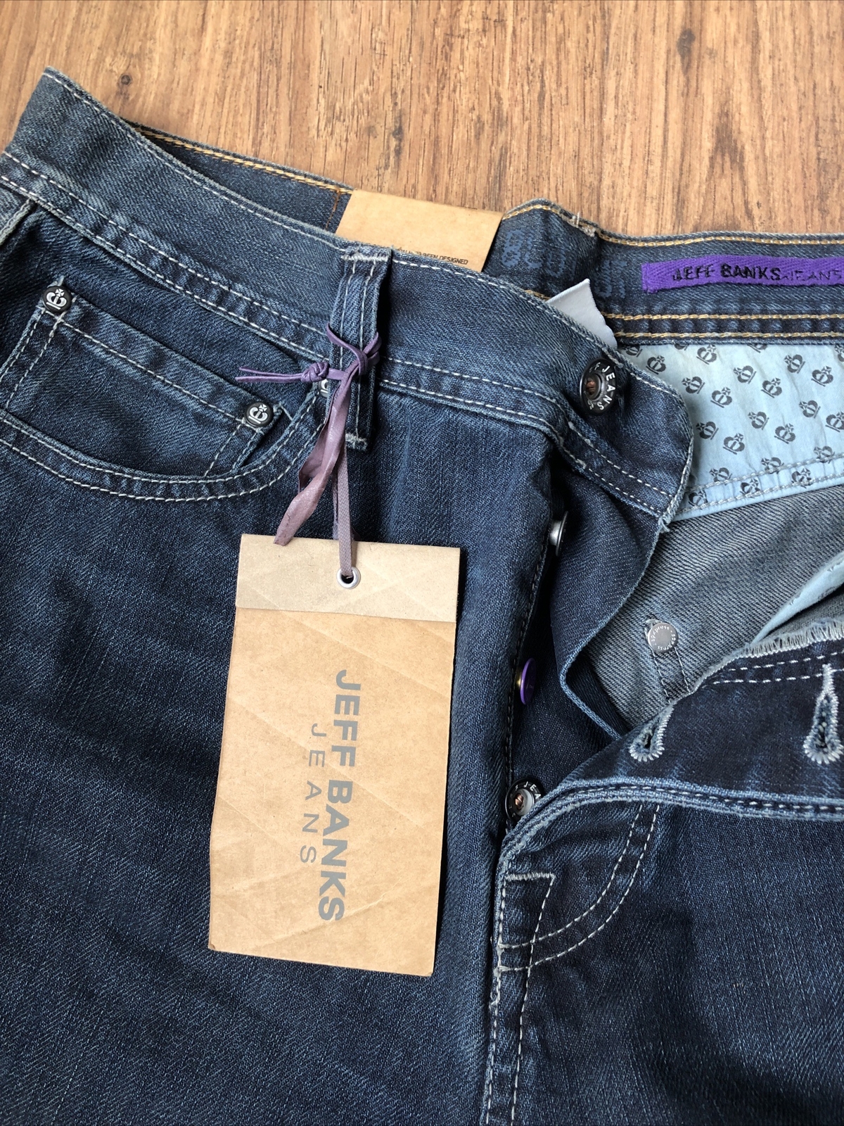 JEFF BANKS BOOT CUT SLIM STRAIGHT THROUGH HIP THIGH WIDER LEG OPENING SIZE 32NEW image 7