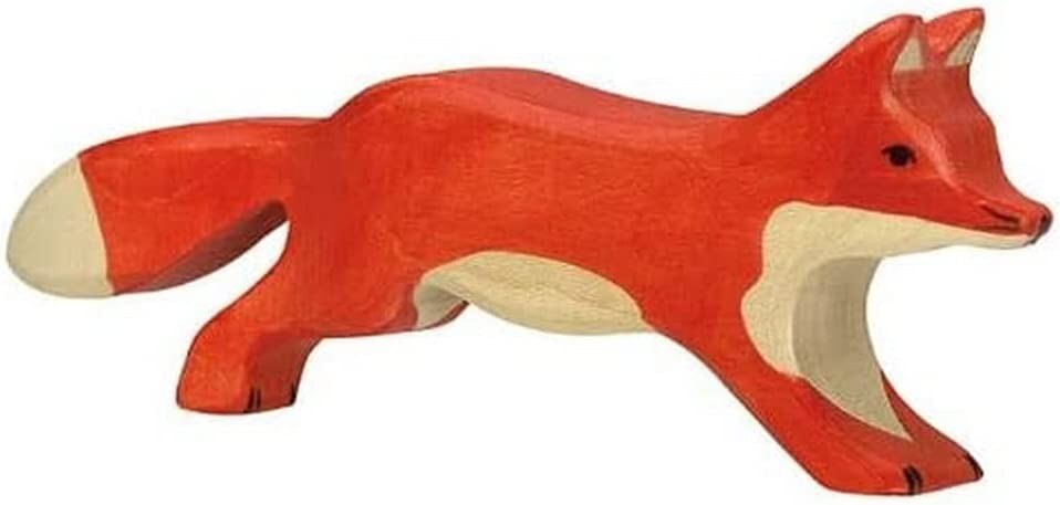 Volpe che corre, in legno, Holztiger 80094, dipinto. Circa cm. 16 x 2,3 x 6,5. N