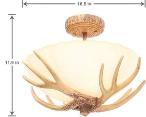 Semi Flush Mount Antler Ceiling Lamp Light Rustic Decor Cabin