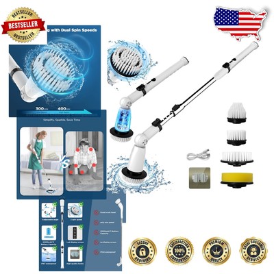 2024 Electric Spin Scrubber with Dual Speed & Extended Handle for Effortless ...