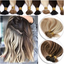 300PCS Russian Remy Human Hair Extensions I Tip Stick Micro Ring Bead Pre bonded